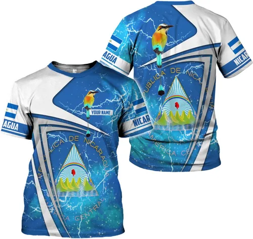 Vista 2 de Camisa personalizada de Nicaragua con bandera de Nicaragua para hombres y mujeres, camiseta de Nicaragua, camiseta de Nicaragua