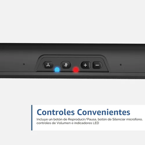Vista 6 de Cyber Acoustics Barra de Altavoces USB y Bluetooth (CA-2890BT) – Altavoz Alimentado por USB con Micrófono para PC y Bluetooth para Conectar
