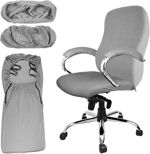 Vista 13 de Tatuo Fundas para silla de oficina y computadora, protector universal para silla giratoria, extraíble, lavable, con cremallera para respaldo de Negro