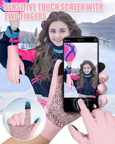 Vista 3 de RIGWARL Guantes de invierno impermeables para clima frío de 40 F a 65 F para hombres y mujeres, pantalla táctil