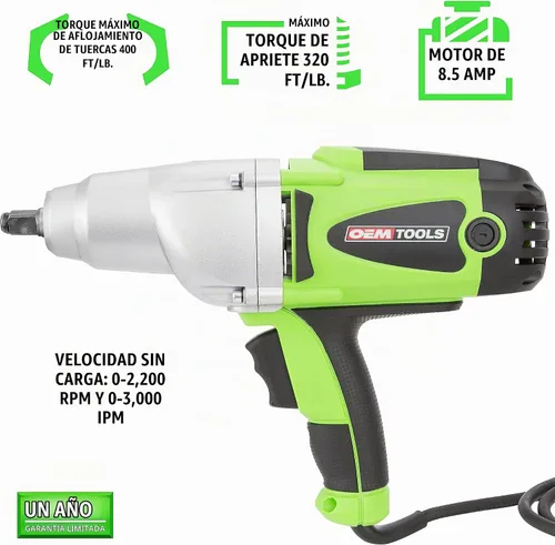 Vista 2 de OEMTOOLS 24666 Llave de impacto de trabajo pesado de 1/2", controlador de impacto con cable de 120V para tuercas de rueda, reparaciones del hogar