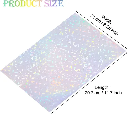 Vista 2 de Outus 24 hojas de papel adhesivo holográfico, hojas de laminado holográfico, láminas de superposición transparente, laminación adhesiva de vinilo