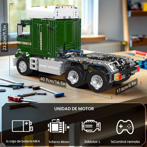 Vista 6 de Mould King Kit de bloques de camión de tractor, modelo MOC de bloques de construcción para construir, regalo para entusiastas de las colecciones