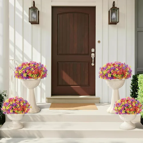 Vista 4 de Lifewit Flores artificiales para exteriores, 24 paquetes de flores falsas de plástico para decoración del jardín del hogar, plantas sintéticas