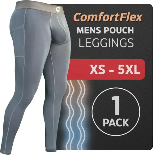 Vista 2 de Pantalones de Compresión Real Men Modal ABCD Pouch - 1 Paquete, Leggings Modales para Hombres, Pantalones de Yoga, Mallas, Capa Base para Clima Frío