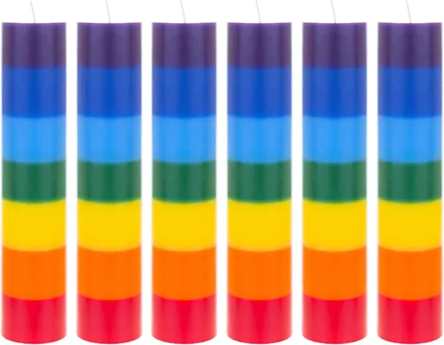 Vista 5 de Mega Candles 1 vela de oración devocional de cristal de chakra multicolor sin perfume, vertida a mano, vela de cera de alta calidad de 2 x 8