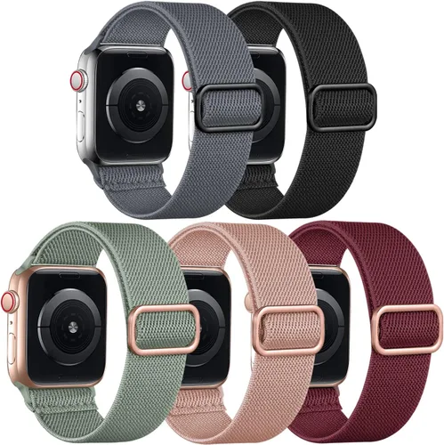 Vista 16 de Adorve - Correa elástica compatible con correas de Apple Watch para hombres Negro/Rosa arena/Verde pino/Starlight/Leopardo