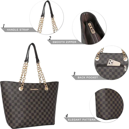 Vista 6 de Montana West Bolso de mano para mujer con asa superior con cadena