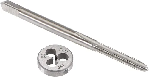 Vista 8 de uxcell 4-40 UNC Tap and Die Set, HSS Macho de rosca de máquina con Troquel de rosca redondo, mano derecha