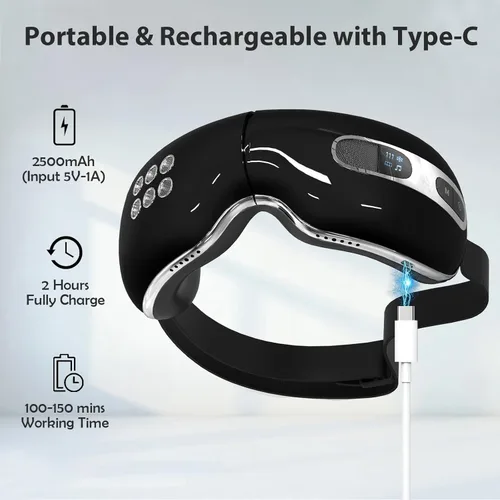 Vista 6 de Masajeador ocular con calor y frío para migrañas, ojos secos - Máscara masajeadora de ojos para relajación, regalo para mujeres y hombres