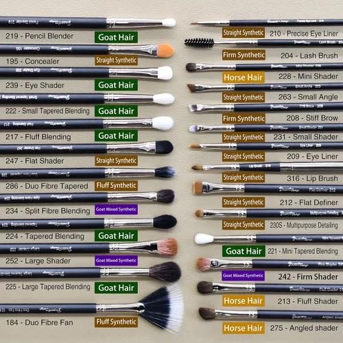 Vista 5 de BUEART DESIGN - Juego de 42 brochas de maquillaje con pelo de cabra natural real (42 piezas, negro perla mate)