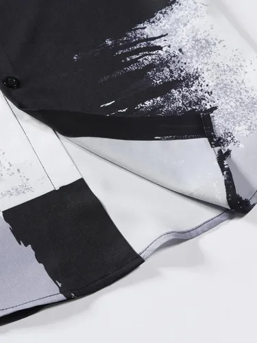 Vista 4 de Floerns - Camisas a rayas para hombre casuales de manga corta con botones