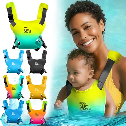 Vista 9 de Portabebés ergonómico de neopreno prémium para agua cálida y segura y diversión en la tierra (4-24 meses) - Arnés ajustable para bebés y niños