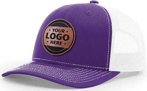 Vista 22 de Sombrero de parche de cuero de camionero personalizado grabado con láser