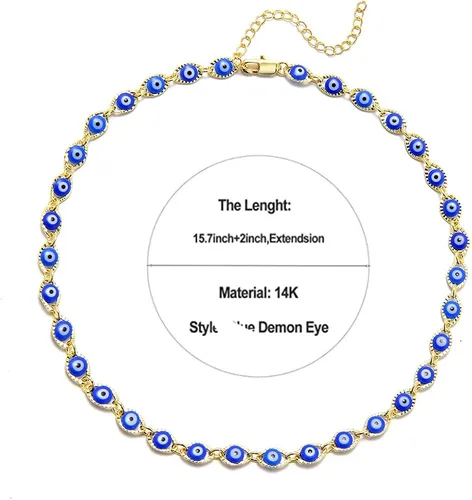Vista 2 de Dcfywl731 Evil Eye Necklace for Women Girls Minimalist Necklace Protect Lucky Necklace for Women Men