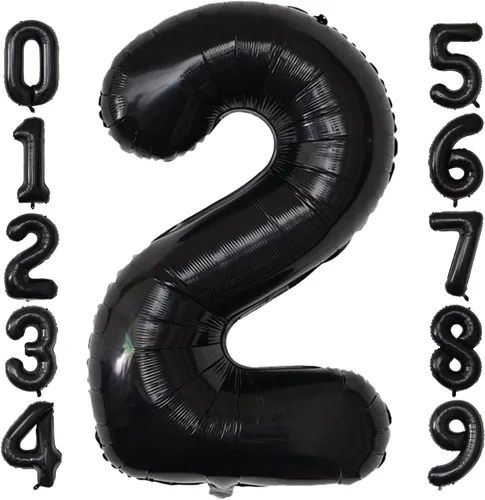 Vista 17 de Globos gigantes de números negros de 40 pulgadas, globos de aluminio de Mylar con helio para cumpleaños, globo número 0 para decoración de fiestas