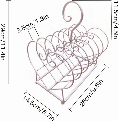 Vista 2 de Love Shape - Soporte de placa de metal para 6 lugares, con mango extraíble, color rosa