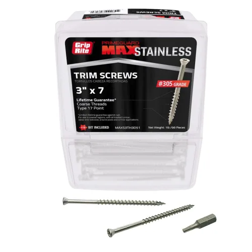 Vista 8 de Grip Rite MAXS214TH3051 - Tornillo de cabeza de acero inoxidable 305 de 2-1/4 pulgadas x #7 de 1 libra (paquete de 1 libra)