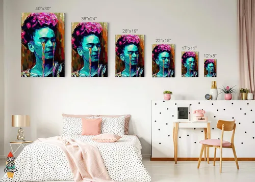 Vista 5 de HB Art Design Frida Kahlo - Lienzo decorativo para pared, diseño de mujer con lágrimas, retrato colorido, pintura al óleo, oficina, sala de estar
