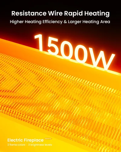 Vista 4 de AIRMATE Calentador eléctrico de chimenea de 1500 W, troncos de inserción de chimenea eléctrica de 22 pulgadas, temporizador de chimenea de 12 horas
