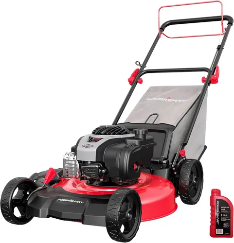 Vista 8 de PowerSmart Cortacésped a gas, cortacésped de empuje de 21 pulgadas con motor OHV de 140 cc, cubierta de acero, bolsa 3 en 1/mantillo/descarga