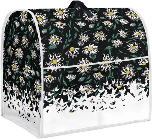 Vista 17 de Cubierta para batidora de pie a prueba de polvo con dibujos animados de pollo y flores para el hogar, cocina, decoración con mango y bolsillo