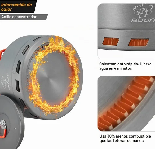 Vista 4 de Bulin Hervidor de camping, 1.6L Intercambio de Calor Campamento Portátil Té