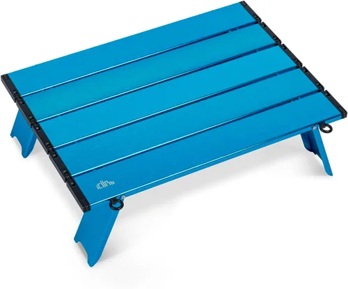 Vista 9 de iClimb - Mesa plegable ultraligera y compacta de mini playa y picnic de aluminio con bolsa de transporte, dos tamaños (negro - S)