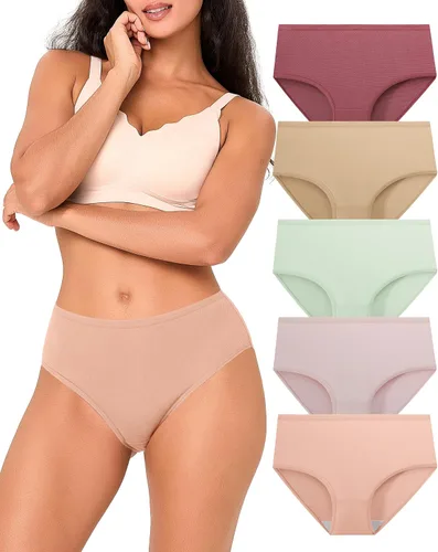 Vista 6 de BAMBOO COOL Ropa interior transpirable de malla de bambú para mujer, bragas de absorción de humedad, suaves y ligeras Multicolor A (paquete de 6)