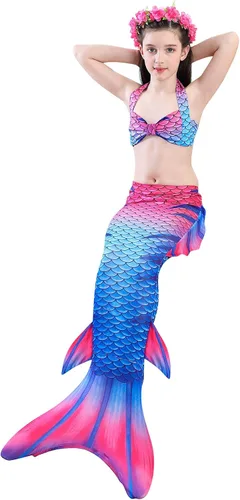 Vista 3 de Niñas Cola de sirena Natación Traje de baño Natación Ropa de playa Niños Sirena Traje de baño Halloween Cosplay Trajes