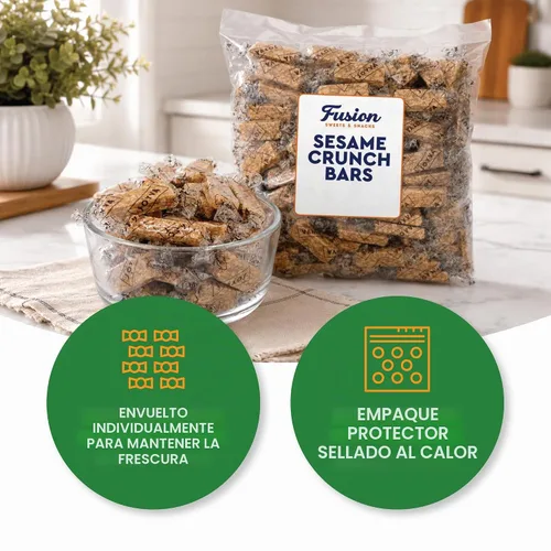 Vista 5 de Barras de caramelo crujientes de semillas de sésamo con miel, bolsa de 1