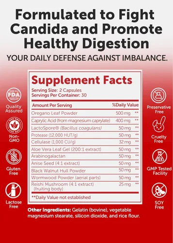 Vista 5 de Lunakai Candida Cleanse Detox fabricado en Estados Unidos para mujeres y hombres - Limpieza intestinal 11 en 1 y soporte de Candida con ácido