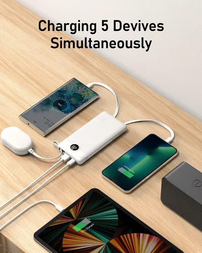 Vista 7 de VEEKTOMX Banco de energía de 100 W 56000 mAh para portátil y teléfono+cargador portátil con cables incorporados 10000 mAh banco de energía