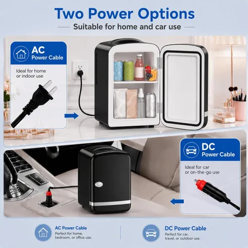 Vista 4 de Kismile 4L Mini refrigerador 6 latas de bebidas refrigerador para la Negro