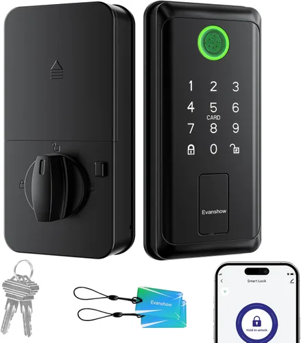 Vista 9 de Cerradura de puerta con teclado con asa, cerrojo electrónico digital con aplicación, bloqueo automático de huellas dactilares de entrada sin llave