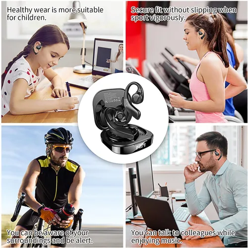 Vista 9 de BANIGIPA Auriculares abiertos verdaderamente inalámbricos, auriculares Bluetooth 5.3 con sonido premium inmersivo, auriculares de oreja abierta IP54