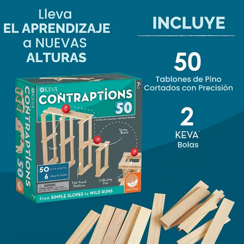 Vista 3 de Conjunto Contraptions de 50 piezas de tablitas de Keva