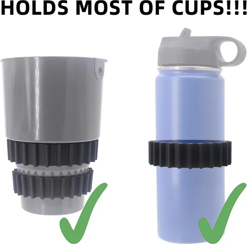 Vista 3 de Portavasos de Coche con Bandas Elásticas de Silicona - Llena Espacios de Portavasos Compatible con Yeti Ramblers, Hidro Flasks, la mayoría