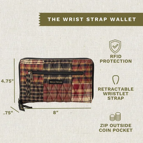 Vista 3 de Bella Taylor Cartera con correa de muñeca para mujer Cartera con cremallera para múltiples tarjetas con protección RFID y correa para la muñeca