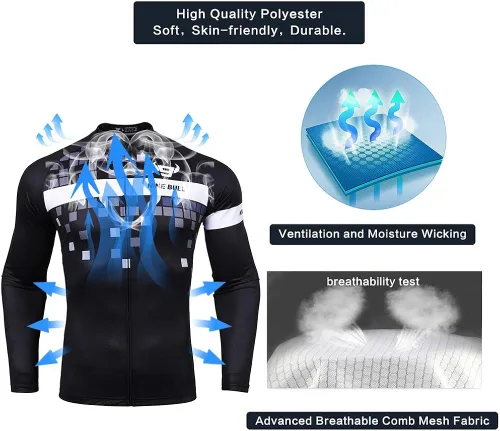 Vista 4 de Conjunto de camiseta de ciclismo para hombre, camiseta reflectante de secado rápido y pantalones cortos de ciclismo acolchados 3D, M