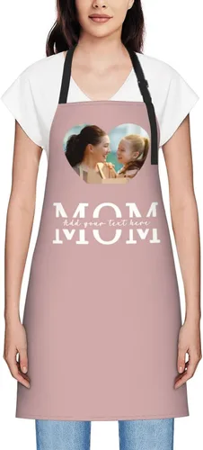 Vista 39 de Delantales personalizados para mujer, diseño de delantal de chef ajustable con nombre, textos, fotos, flores, regalos para el día de la madre