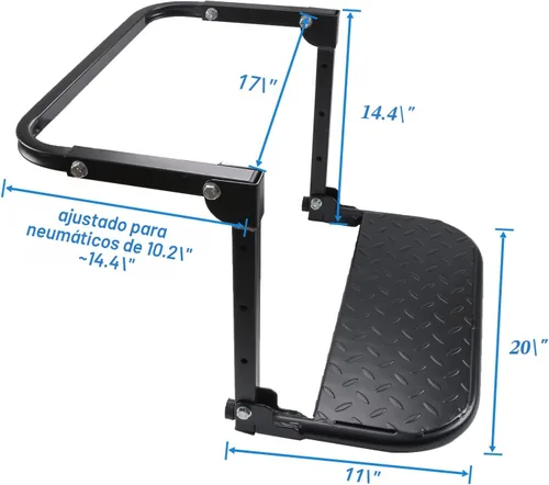 Vista 5 de DICMIC Escalón de neumático plegable y resistente para camión, SUV y RV, escalón ajustable montado en neumático se adapta a la mayoría de neumáticos