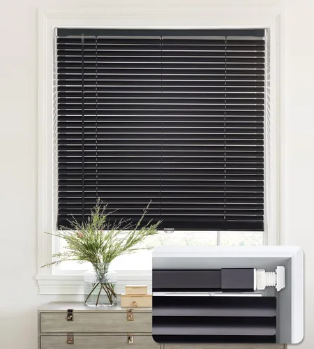 Vista 58 de LazBlinds Mini persianas de aluminio de 1" sin herramientas, sin necesidad de taladro, persianas sin cables para ventanas, persianas horizontales