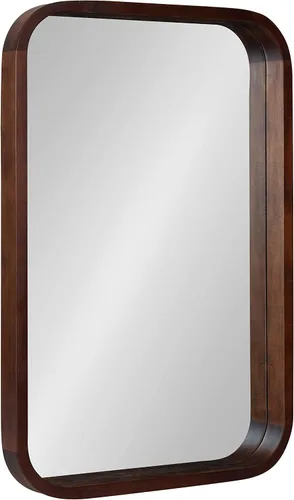 Vista 10 de Kate and Laurel Hutton Modern Radius - Espejo de pared rectangular de madera, 20 x 30 pulgadas, gris; espejo decorativo grande y robusto para pared