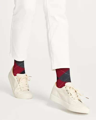 Vista 3 de TINKUY PERU - Calcetines de rombos de longitud media, calcetines de lana de alpaca para hombre y mujer