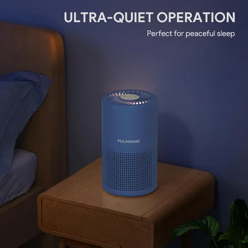Vista 9 de FULMINARE Purificadores de aire para el hogar dormitorio H13 HEPA purificador de aire, 3 velocidades, temporizador, 24 dB, pequeño mini purificador