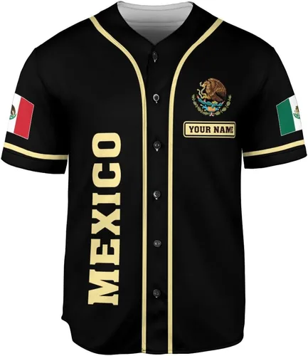 Vista 3 de Woseprints - Camiseta de béisbol mexicana personalizada para hombres y mujeres, con bandera mexicana, orgullo de la bandera mexicana