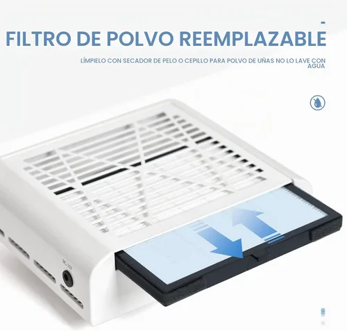 Vista 3 de KADS Colector de polvo de uñas Extractor de polvo de succión de uñas Colector de ventilador de aspirador de uñas Filtro sin derrames