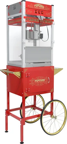 Vista 18 de Máquina de palomitas de maíz de 8 onzas con carrito y ruedas, máquina para hacer palomitas de maíz, estilo cine para el hogar, fiestas, Navidad, uso