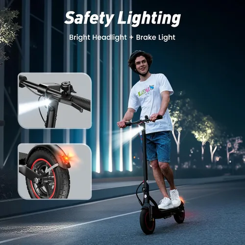 Vista 7 de Electric Scooter, 28/22 Miles Range, 28/23 MPH Speed, 10" Tire, 1000/500W Powerful Motor, Disc Brake & Smart APP, with Lights, Portable Foldable